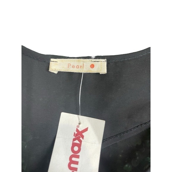 PEARL Black Sheer Tank Tunic Long with Gold Sequins Size Large NEW with TAGS - Picture 7 of 11